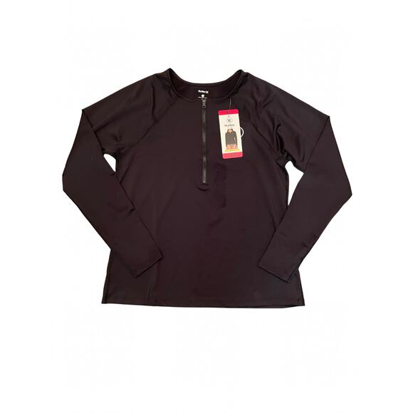 Hurley Rashguard Long Sleeve UPF Swim Top Black Size Medium New with Tags 0514E - Picture 2 of 8